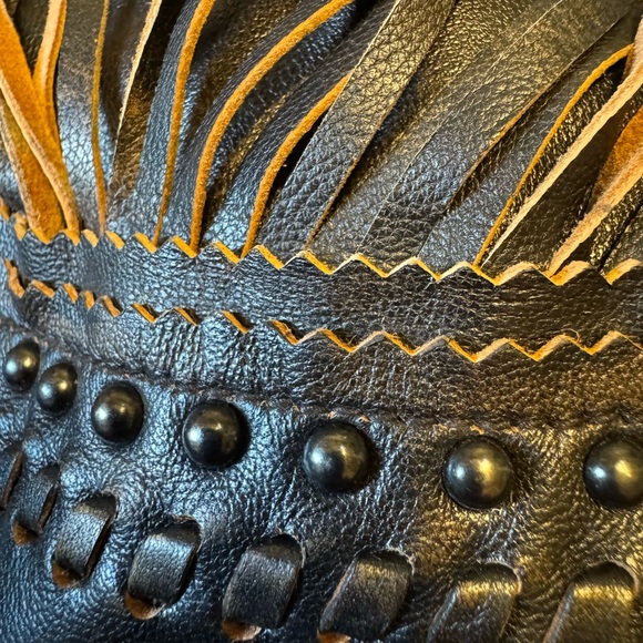 American West by Carolyn Pollack Two Tone Fringe Leather Jacket NWOT - Picture 8 of 9